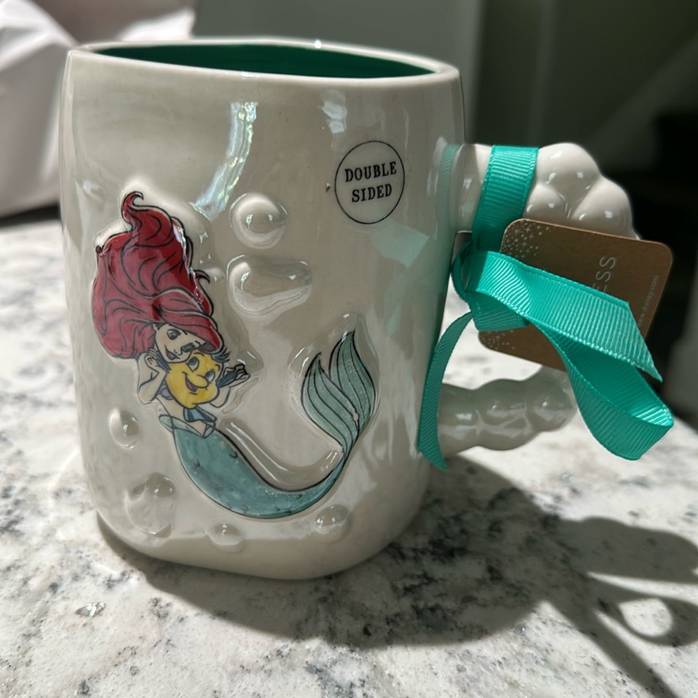 Rae Dunn Disney Coffee Tea Ceramic Mug, Ariel (Blue Interior) (NWT)